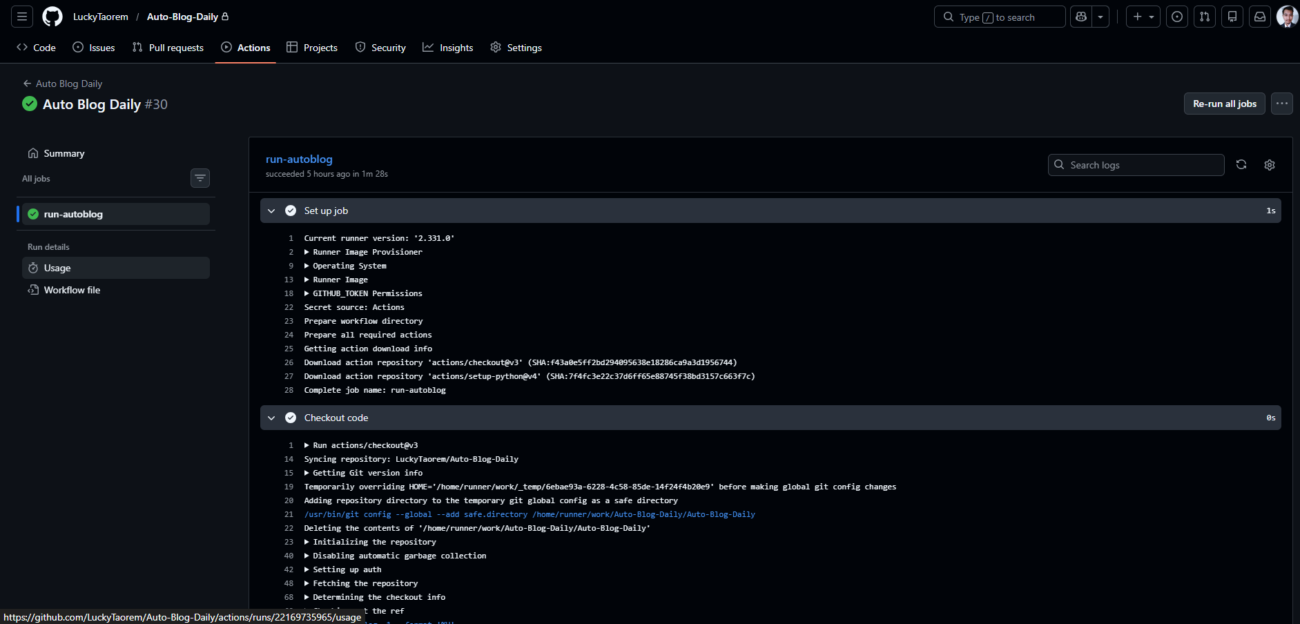 Python script running successfully
